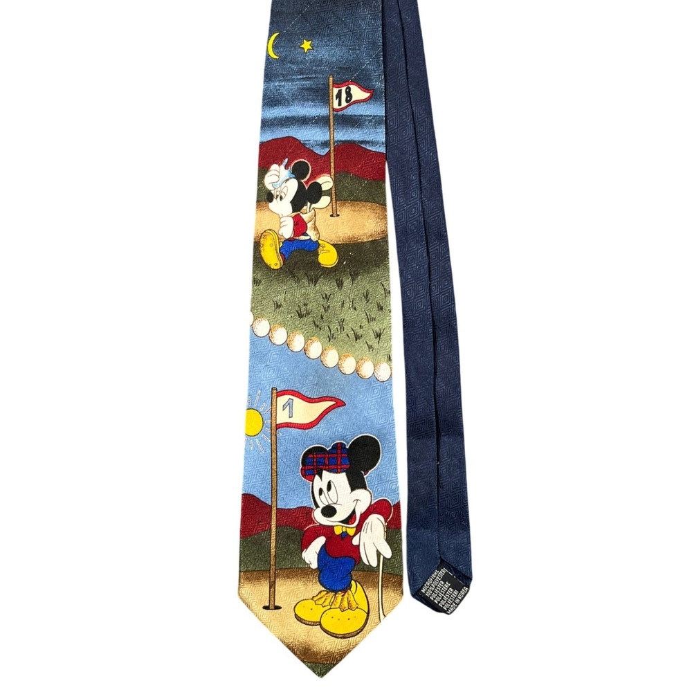 Disney Mickey Mouse Golf Necktie Mens One Size Navy Novelty Graphic